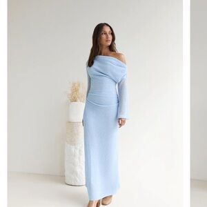 ‘Fortunate One’ Off the Shoulder Blue Dress